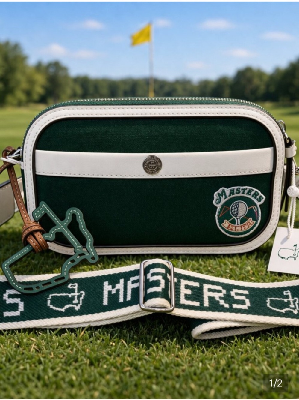 2026 Masters Tory Burch Green and White Crossbody Bag